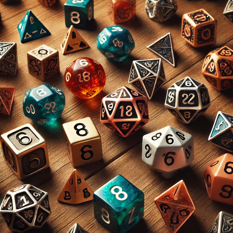 Set of polyhedral dice used in tabletop role playing games like Dungeons & Dragons