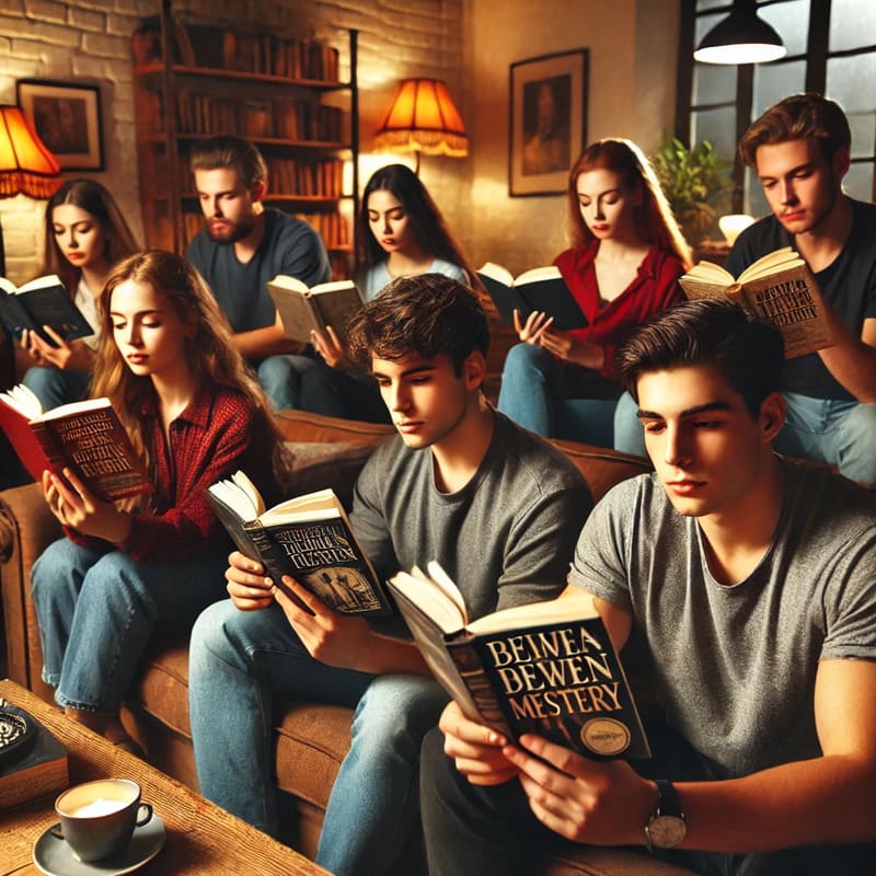 ragazzi che leggono libri gialli