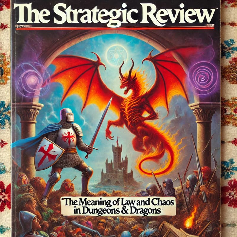 A vintage magazine cover titled 'The Strategic Review' with a focus on Dungeons & Dragons